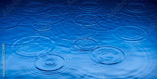 Ripples of raindrops in puddle photo