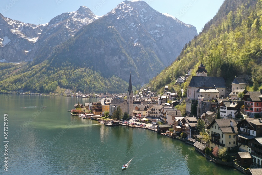 Fototapeta premium Drone shots of churches and lakes