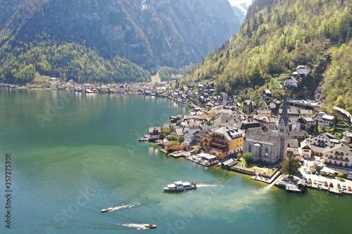 Drone shots of churches and lakes 