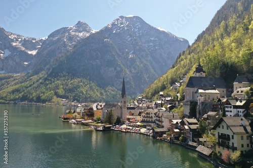 Drone shots of churches and lakes 