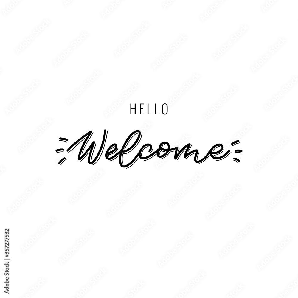 Hello welcome lettering wrote by brush. Hello welcome calligraphy.