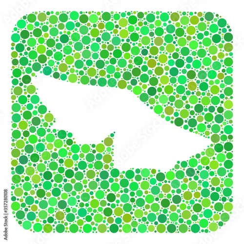 Map of Acre State collage formed with rounded rectangle and carved shape. Vector map of Acre State collage of filled circles in variable sizes and green color tinges.