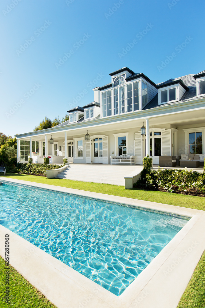 Luxury house, porch and swimming pool
