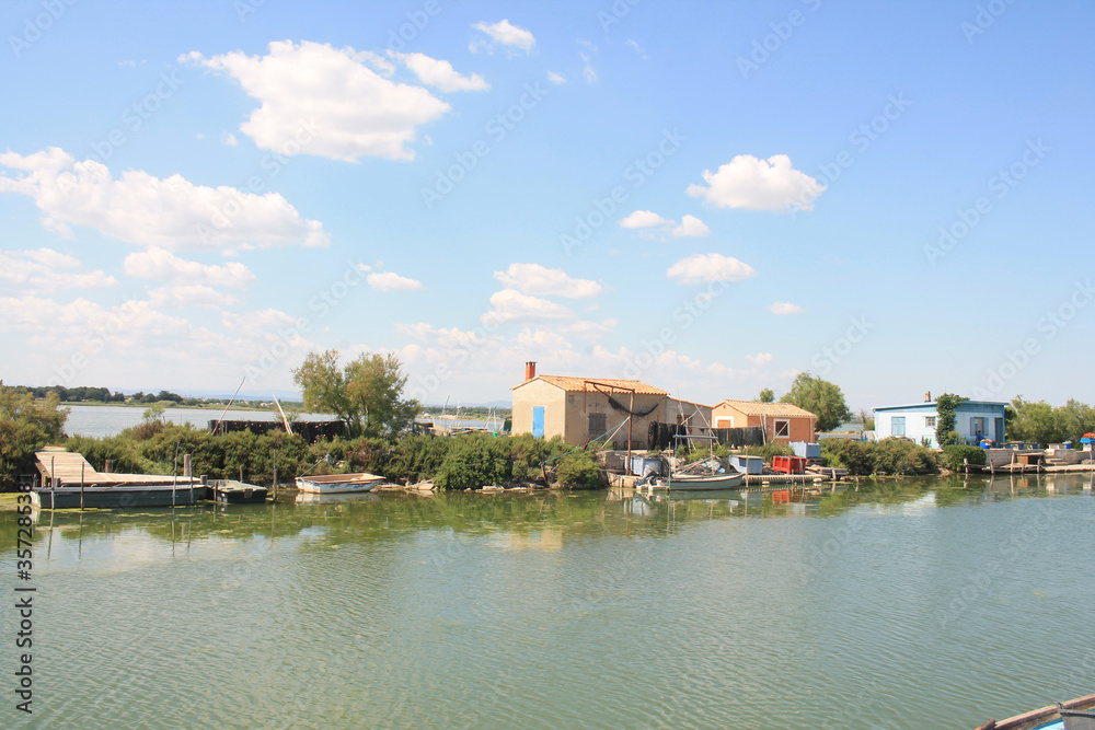 Fishing village in Villeneuve les Maguelone, a seaside resort in the south of Montpellier, Herault, France