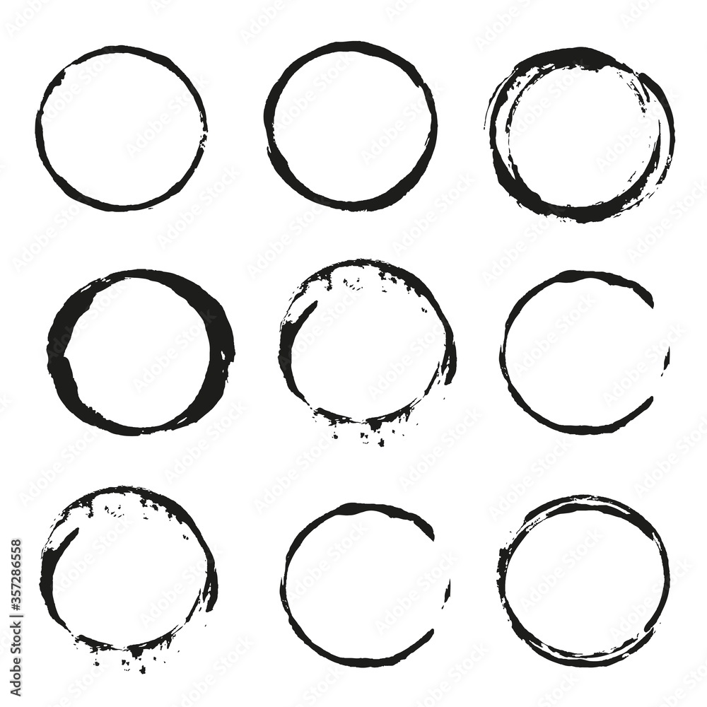 Set of vector black Wine stain circles on white background Set of vector black Wine stain circles on white background