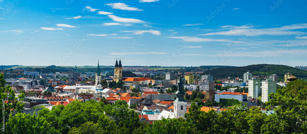 Obraz premium City Nitra, Slovakia. View of Town Hall, old city and red roofs. Tourist destination