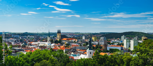 Fototapeta Naklejka Na Ścianę i Meble -  City Nitra, Slovakia. View of Town Hall, old city and red roofs. Tourist destination