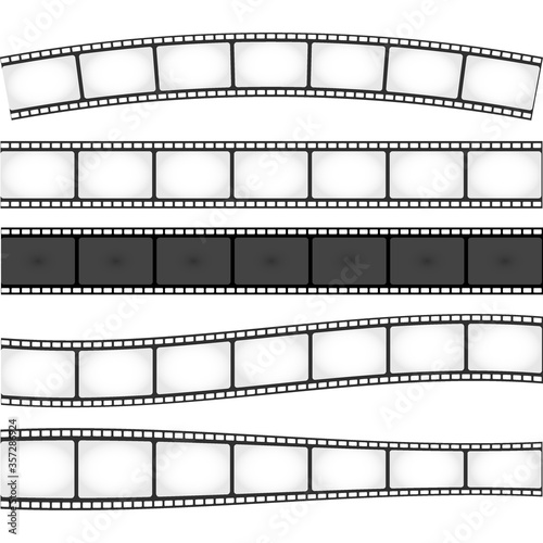 Film rolls on white, their eps 10 reflections following their curves, can be put on any background