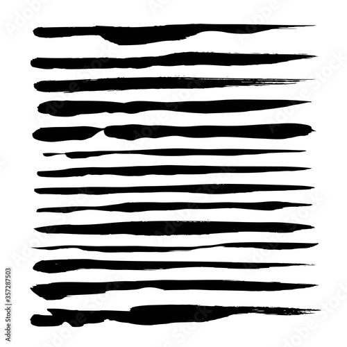 Abstract black thin strokes of ink set isolated on a white background