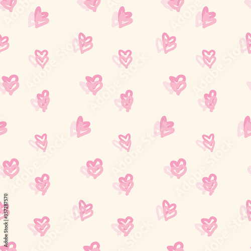 pink three heart hand drawing ivory background