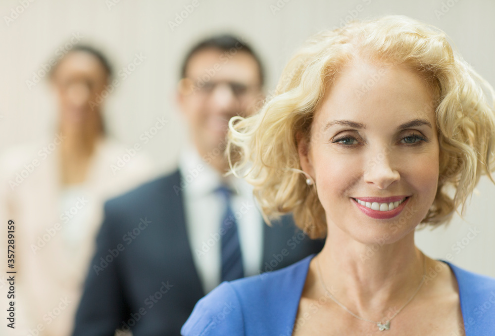 Businesswoman smiling in office