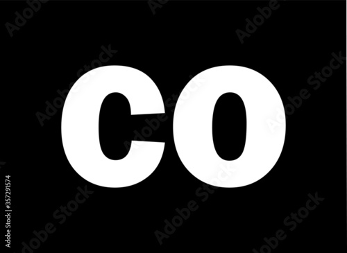 Black and White Silhouette Map of the US Federal State of Colorado with it's Postal Code Abbreviation