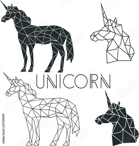Vector abstract polygonal geometric abstract unicorn