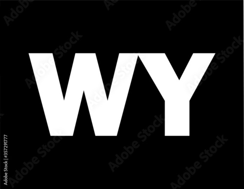 Black and White Silhouette Map of the US Federal State of Wyoming with it's Postal Code Abbreviation