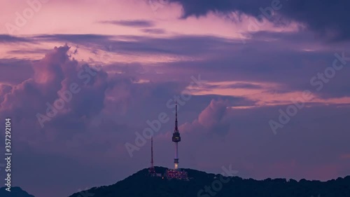 Time Lapse Sunset Seoul City and Seoul Tower South Korea    