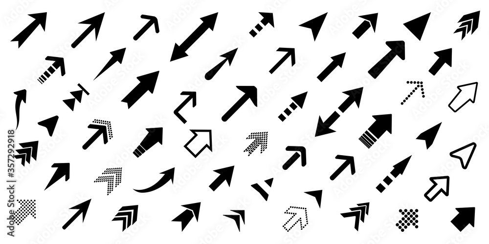 Arrows big black set icons. Arrow vector collection