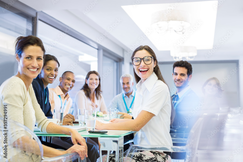 Fototapeta premium Business people smiling in meeting
