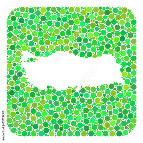 Map of Turkey collage created with rounded rectangle and carved shape. Vector map of Turkey collage of spheric blots in variable sizes and green color tones.