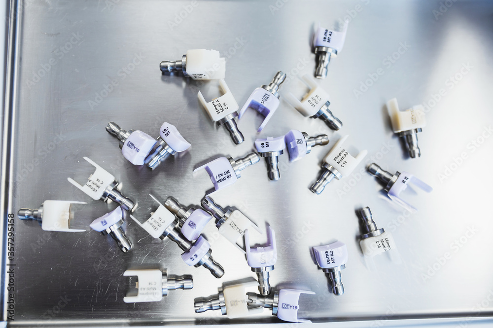 Minsk, Belarus Juny 11, 2020 Workpiece blocks material for the manufacture of dentures