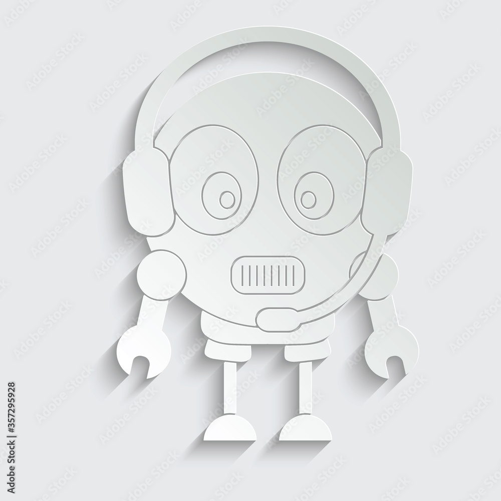 paper robot icon. cute robot cartoon sign