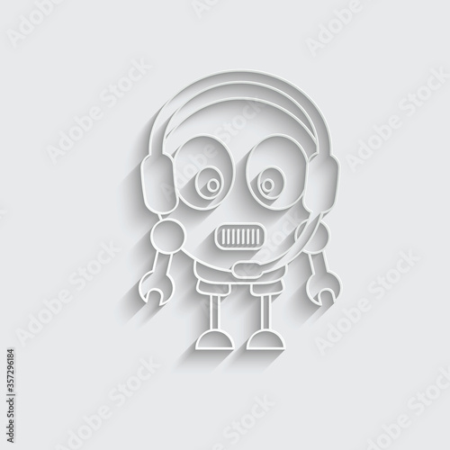 paper robot icon. cute robot cartoon sign