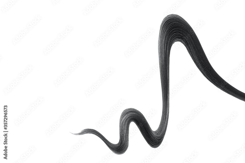 Obraz premium Black hair on white background, isolated. Thin thread