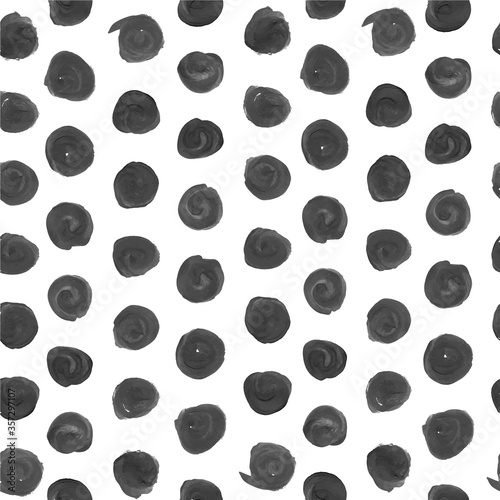 White seamless ornament in black circle of rough thick paint strokes