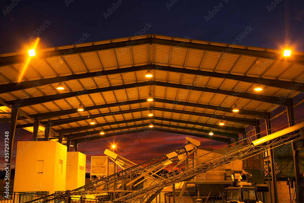 Illuminated granary at night Illuminated granary at night