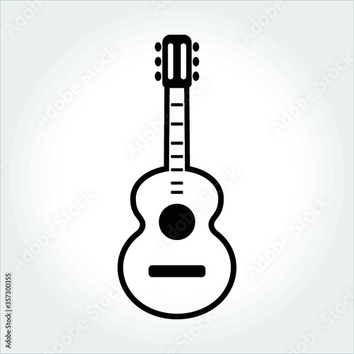 acoustic guitar line vector icon illustration.