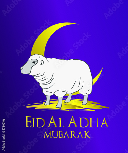 Muslim holiday Eid al-Adha. the sacrifice a ram. graphic design decoration kurban bayrami. month lamb, sheep, and camel. vector illustration.