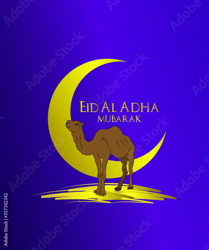 Muslim holiday Eid al-Adha. the sacrifice a ram. graphic design decoration kurban bayrami. month lamb, sheep, and camel. vector illustration.