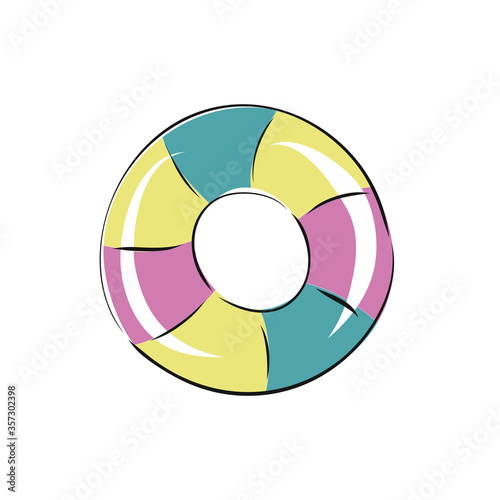 Doodle Lifebuoy. Hand drawn of a swim rubber ballon. isolated on a white background. Vector illustration sticker, icon, design element.