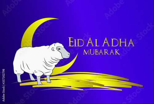 Muslim holiday Eid al-Adha. the sacrifice a ram. graphic design decoration kurban bayrami. month lamb, sheep, and camel. vector illustration.