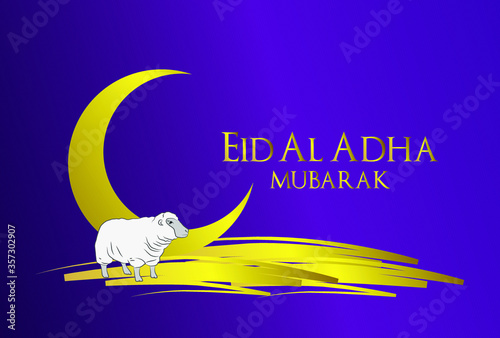 Muslim holiday Eid al-Adha. the sacrifice a ram. graphic design decoration kurban bayrami. month lamb, sheep, and camel. vector illustration.