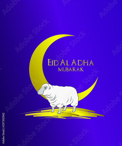 Muslim holiday Eid al-Adha. the sacrifice a ram. graphic design decoration kurban bayrami. month lamb, sheep, and camel. vector illustration.