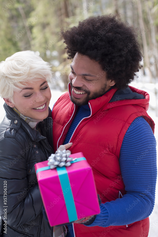 Obraz premium Couple with Christmas gift