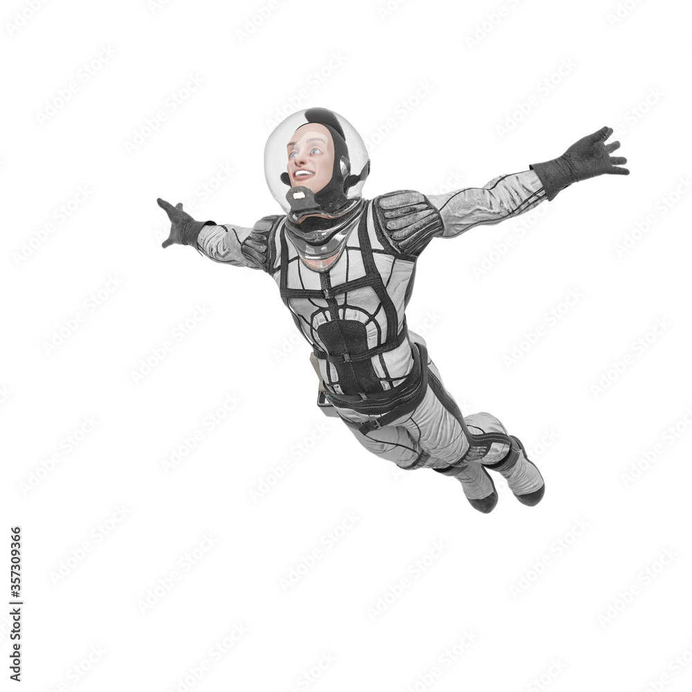 retro space astronaut smiling and jumping retro space astronaut smiling and jumping