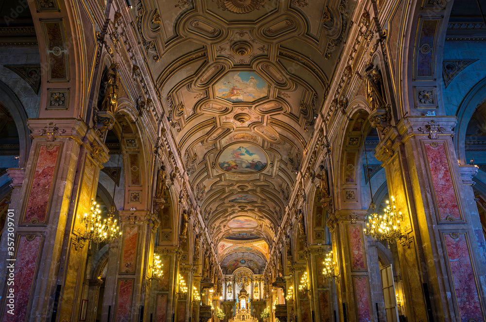 Interior of the metropolitan cathedral in the capital Santiago de Chile, Chile.
