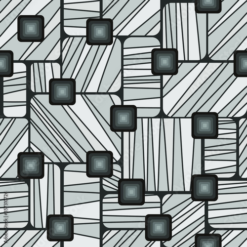 Seamless grey abstract vector background with squares