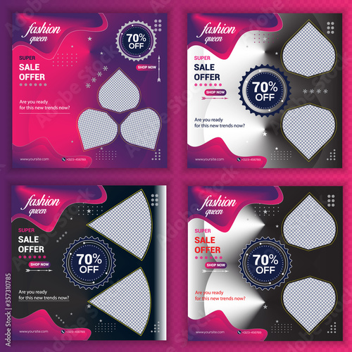 super sale offer Fashion social media post design template/social media poster template Set for special offer/fashion sale social media post design template Bundle.