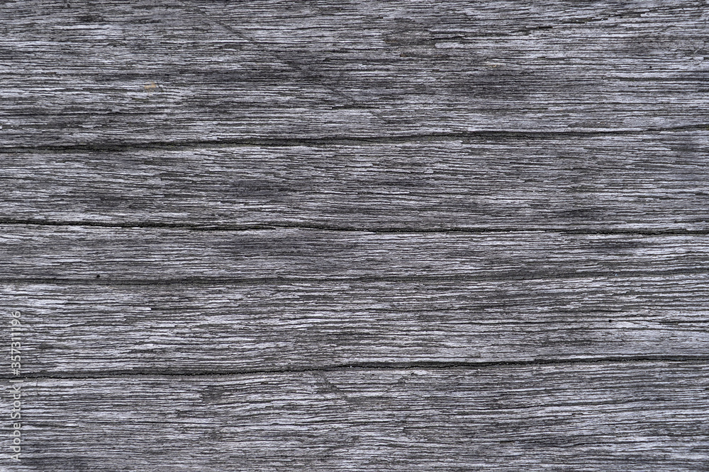 Naklejka premium Old gray wooden wall, background and texture, close up