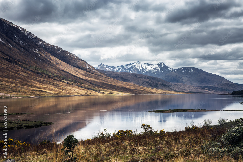 Scenic view of mountains and lake, Isle of Skye, Scotland