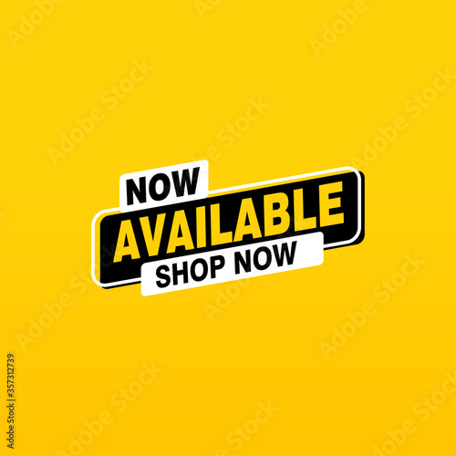 Available now label, badge, seal or burst flat vector icon for apps and websites