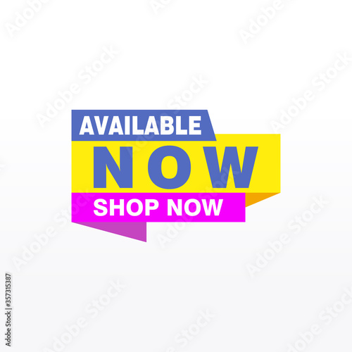 Available now label, badge, seal or burst flat vector icon for apps and websites