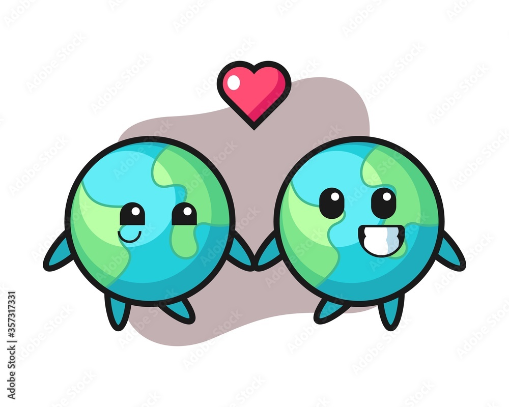 Earth couple cartoon fall in love Earth couple cartoon fall in love
