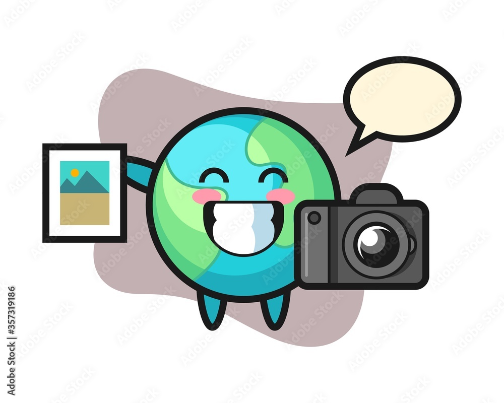 Earth cartoon as a photographer Earth cartoon as a photographer