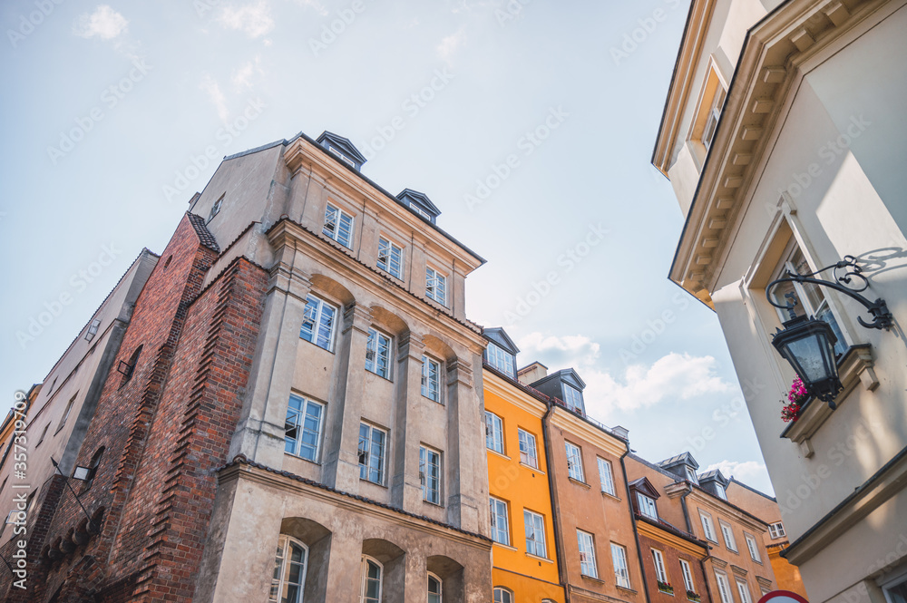 Fototapeta premium Buildings of Warsaw Old Town in Poland on a sunny day