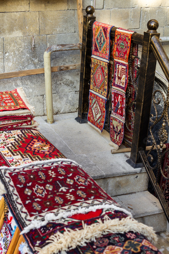 National carpets with Caucasian patterns are for sale in the old town