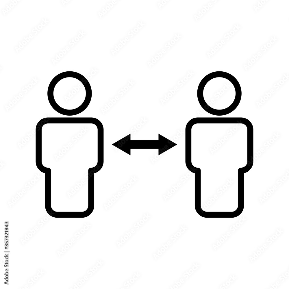 Social distancing line symbol vector Social distancing line symbol vector