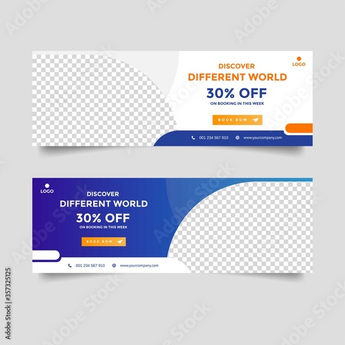 Creative travel banner ad template collection